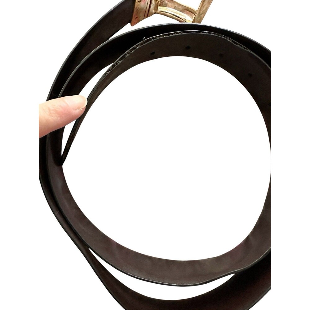 Perry Ellis Reversible Leather Belt Men Size38 Black Brown Gold Buckle CP05016 - Picture 5 of 7